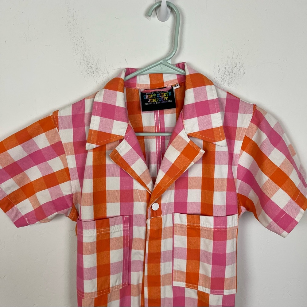 Big Bud Press Pink and Orange Checkered Jumpsuit - Picture 2 of 9